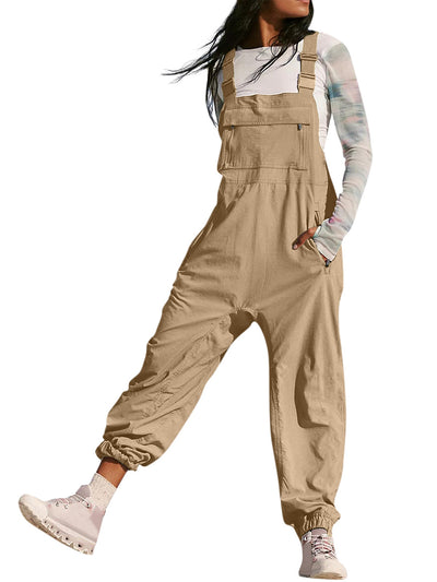 Women's Cargo Overalls With Zippered Pockets