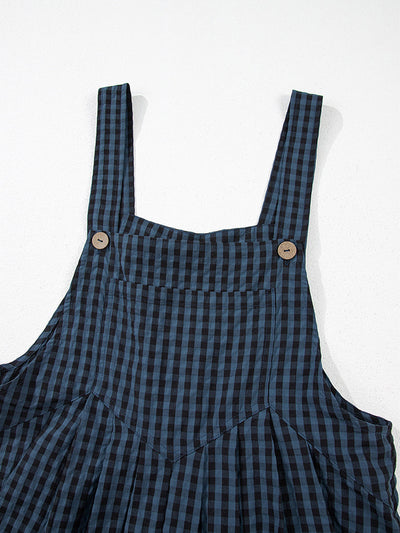 Women's Casual Plaid Wide-Leg Overalls