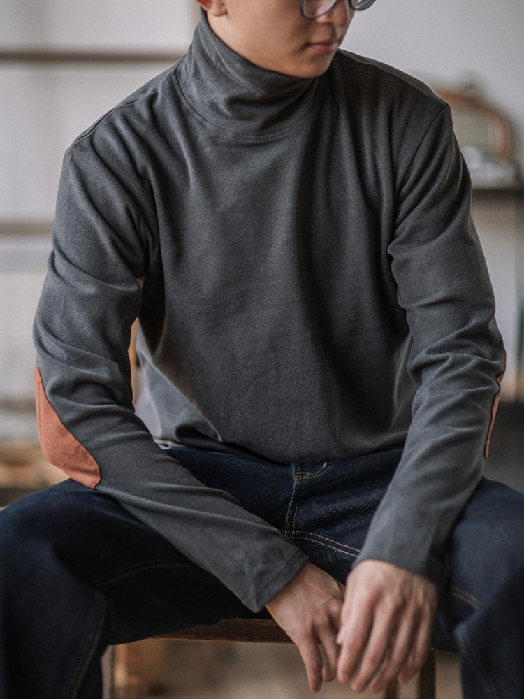 Men's Elbow Patch Turtleneck Sweater