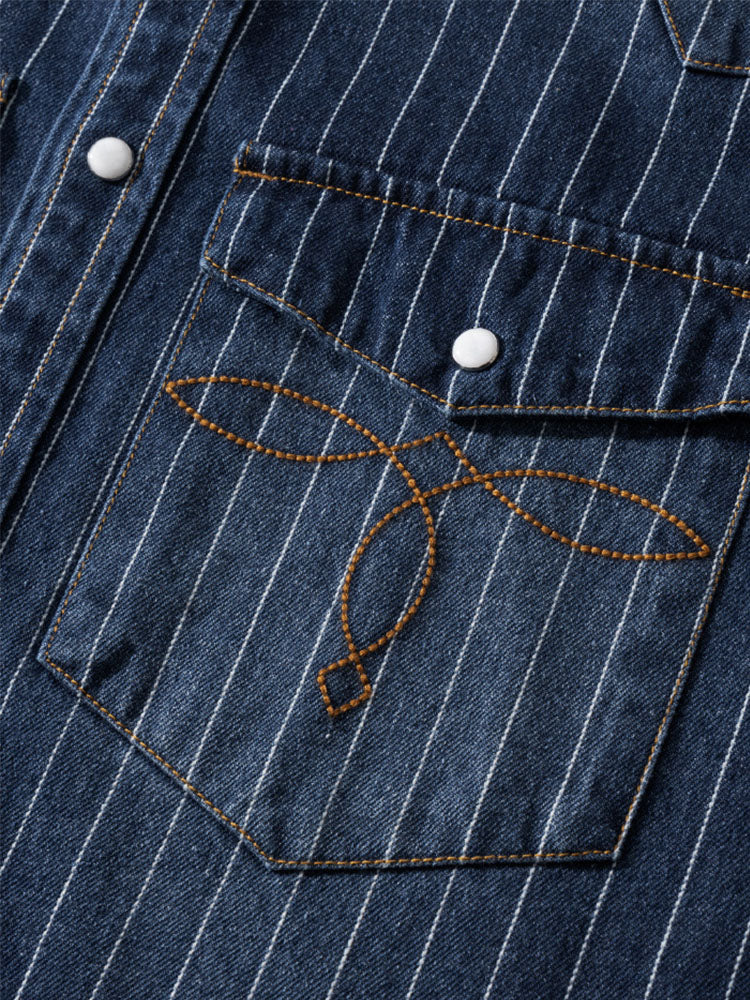 Chemise en jean rayée d'inspiration vintage pour homme
