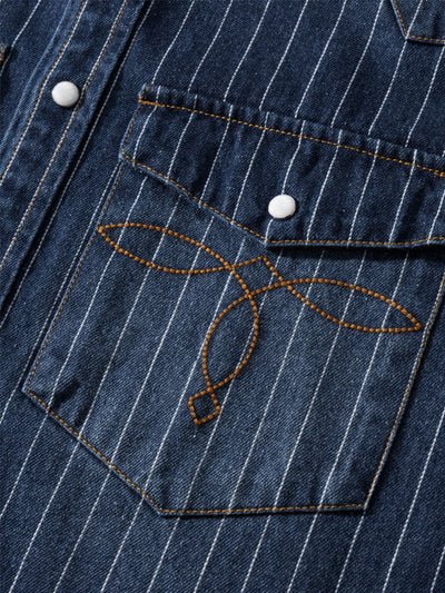 Chemise en jean rayée d'inspiration vintage pour homme