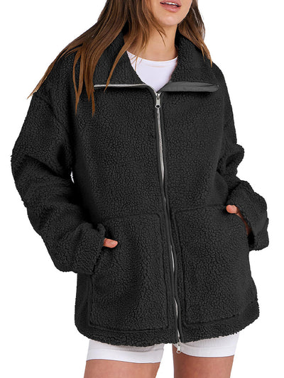 Cozy Sherpa Fleece Zip-Up Jacket for Women