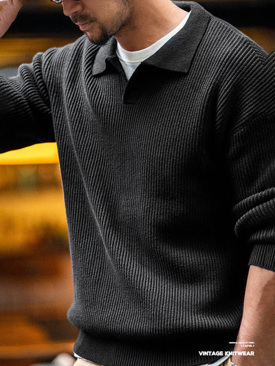 Pull en tricot à col polo pour homme
