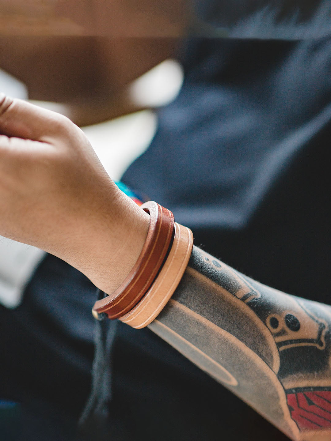 Men's Vintage-Style Adjustable Leather Bracelet