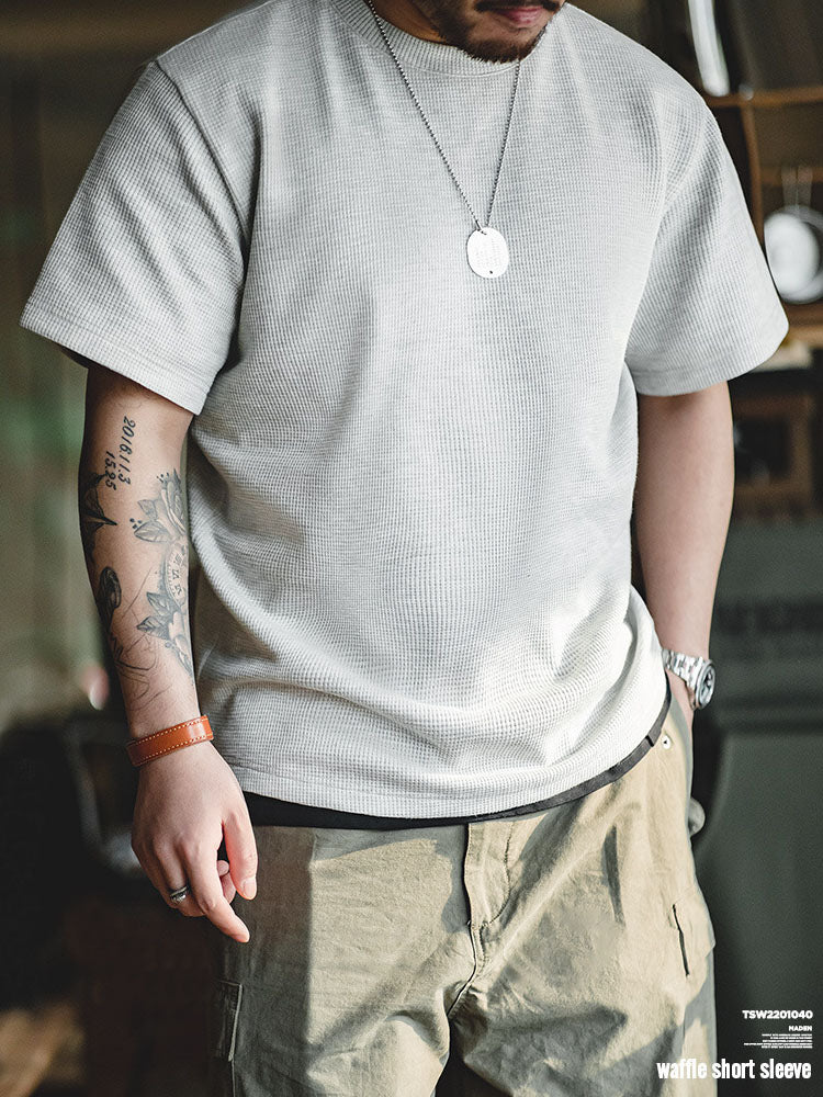 T-shirt à manches courtes en tricot gaufré pour homme