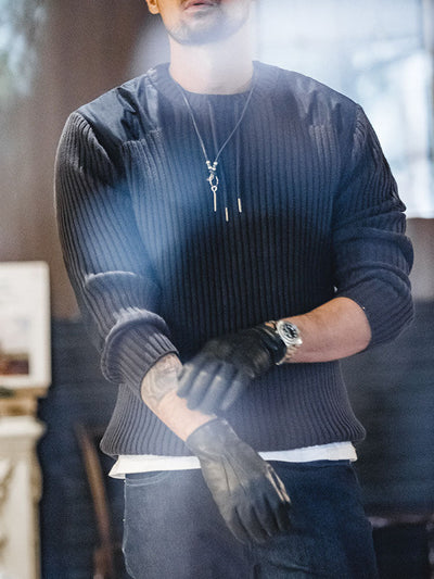 Men’s Slim Fit Ribbed Crewneck Sweater