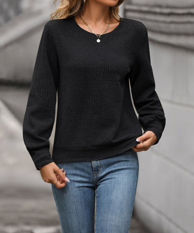 Pull col V à motifs géométriques pour femme