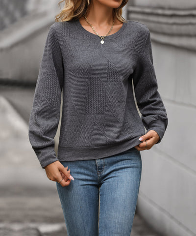Pull col V à motifs géométriques pour femme