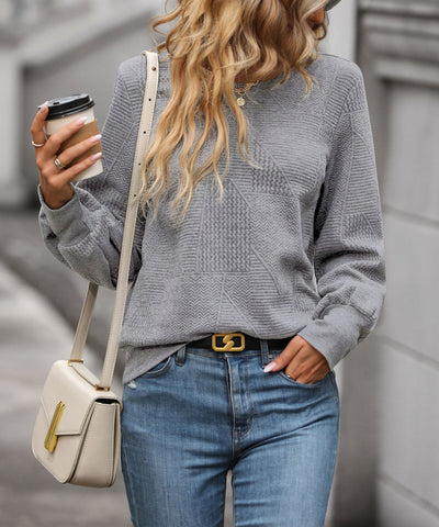 Pull col V à motifs géométriques pour femme