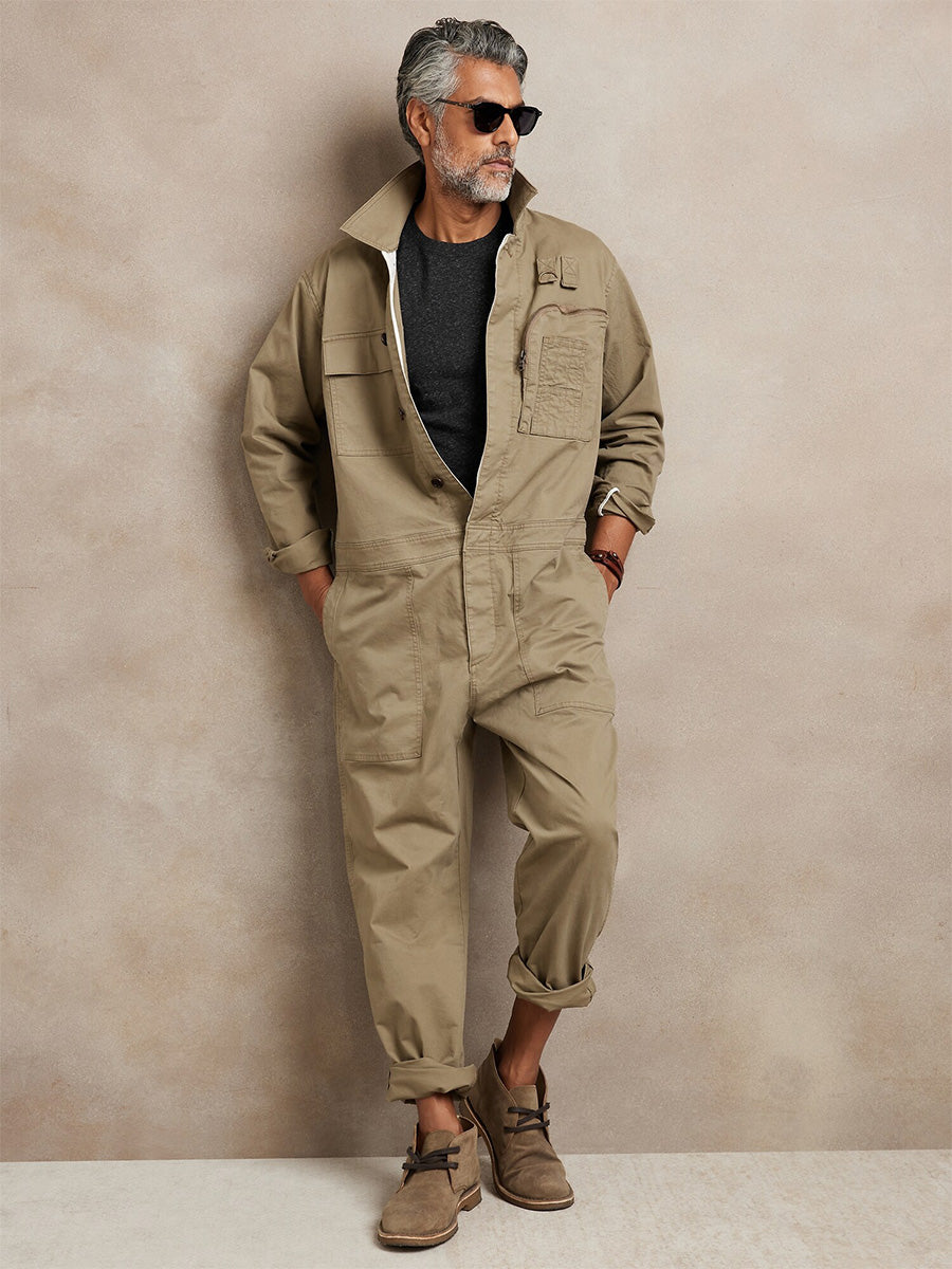 Men's WWll-Inspired Relaxed Fit Flight Jumpsuit