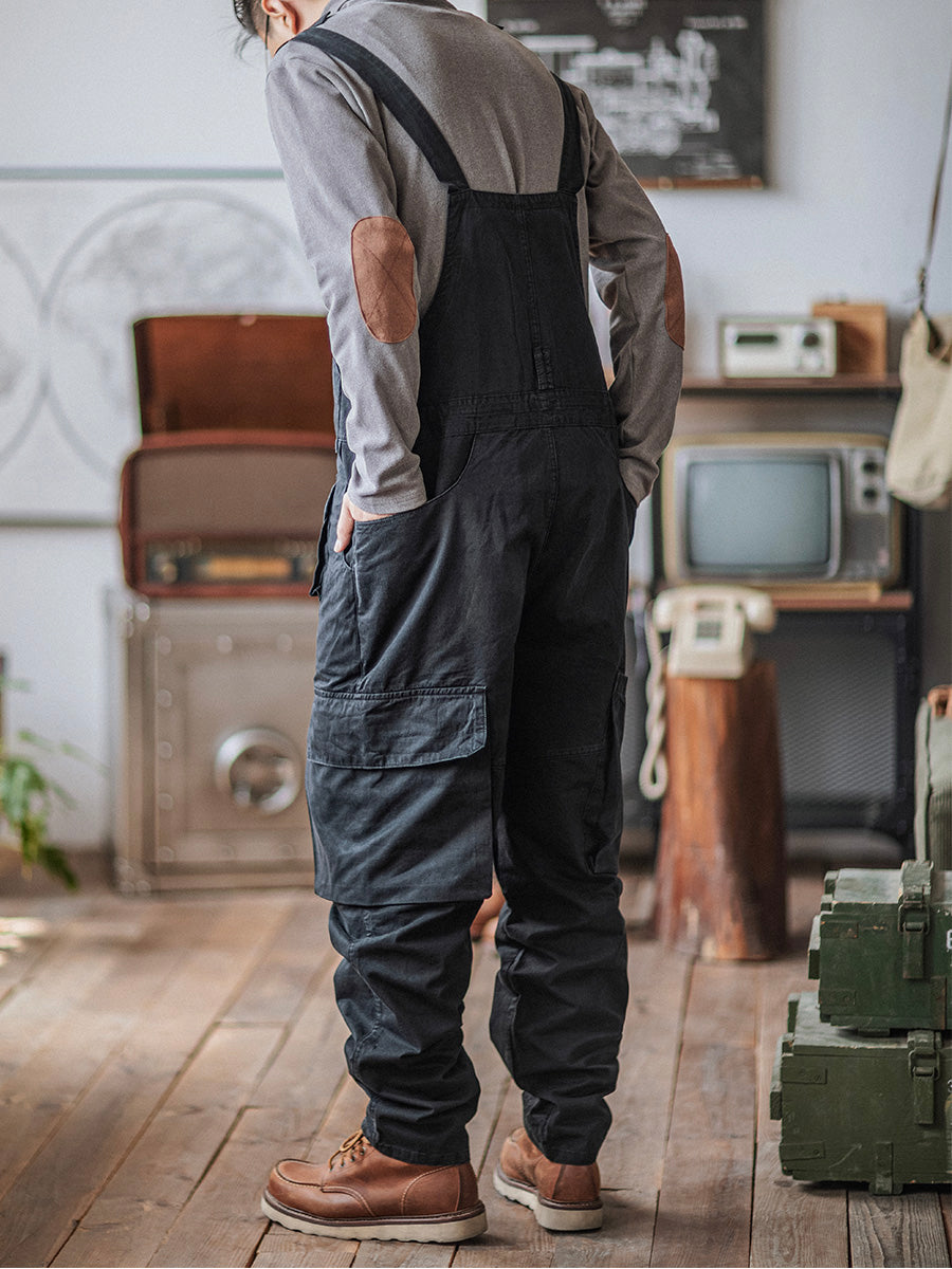 Sloppy Overalls Big Pockets Workwear with Zipper Fly