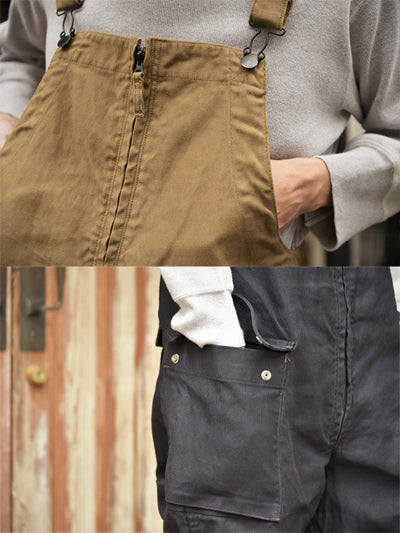 Men's Vintage Work Overalls with Front Zipper