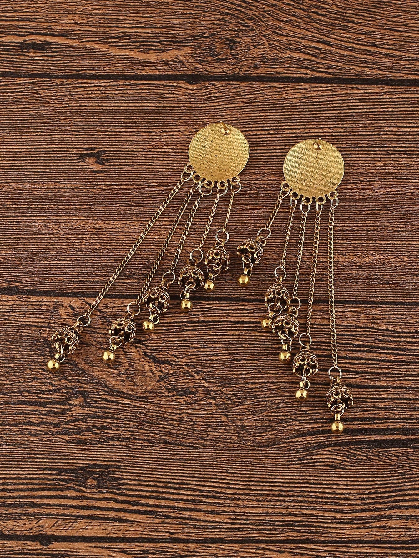 Ethnic-Style Tassel Bell Earrings