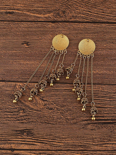 Ethnic-Style Tassel Bell Earrings