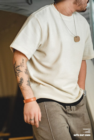 T-shirt à manches courtes en tricot gaufré pour homme