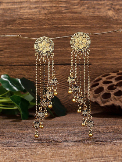 Ethnic-Style Tassel Bell Earrings