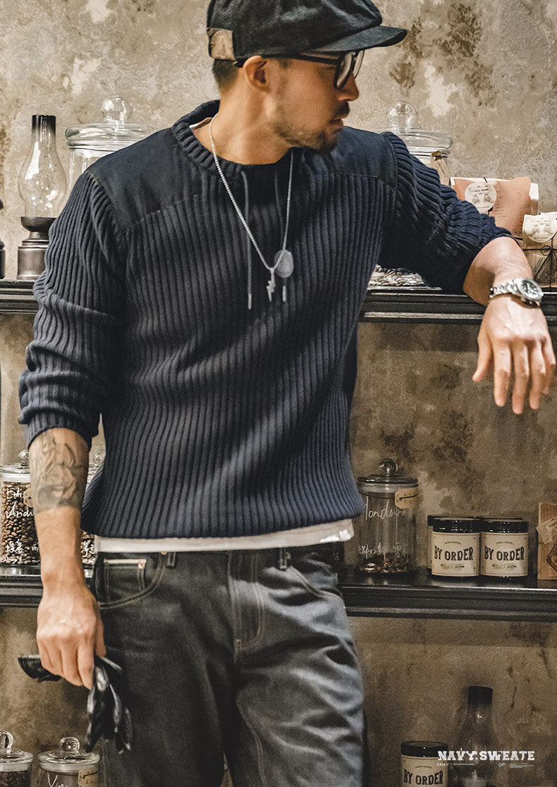 Men’s Slim Fit Ribbed Crewneck Sweater