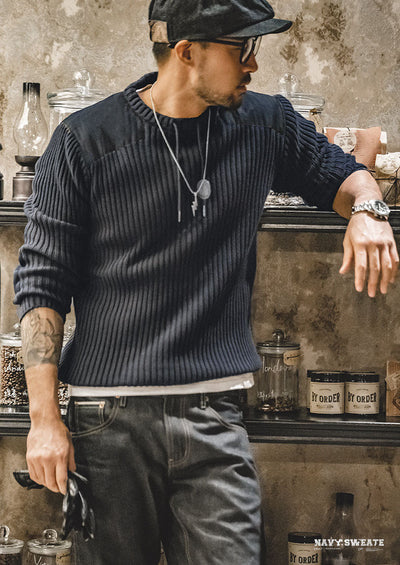 Men’s Slim Fit Ribbed Crewneck Sweater