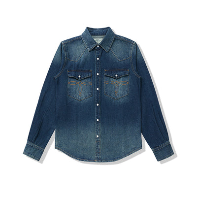 Slim Fit Denim Western Shirt