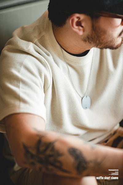 T-shirt à manches courtes en tricot gaufré pour homme