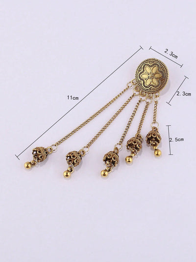 Ethnic-Style Tassel Bell Earrings