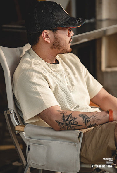 T-shirt à manches courtes en tricot gaufré pour homme