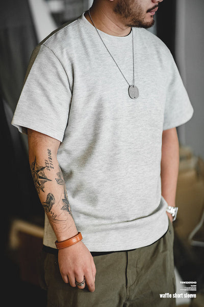 T-shirt à manches courtes en tricot gaufré pour homme