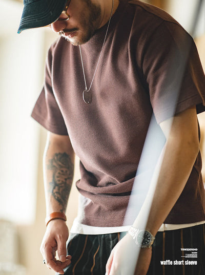 T-shirt à manches courtes en tricot gaufré pour homme
