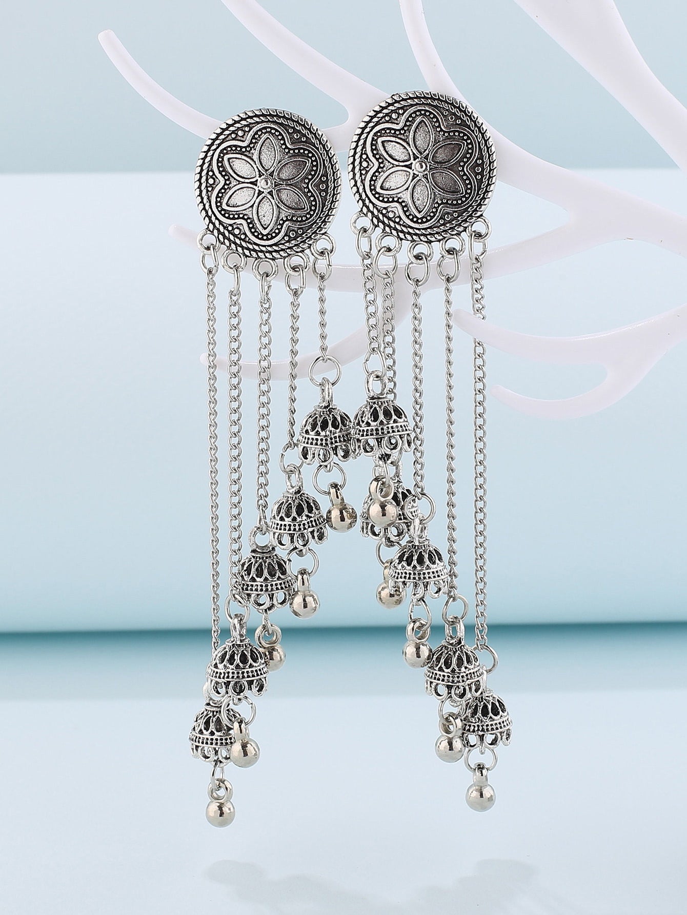 Ethnic-Style Tassel Bell Earrings