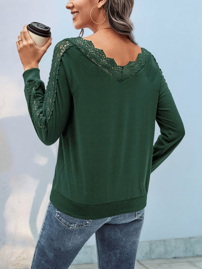 Lace Trim V-Neck Top