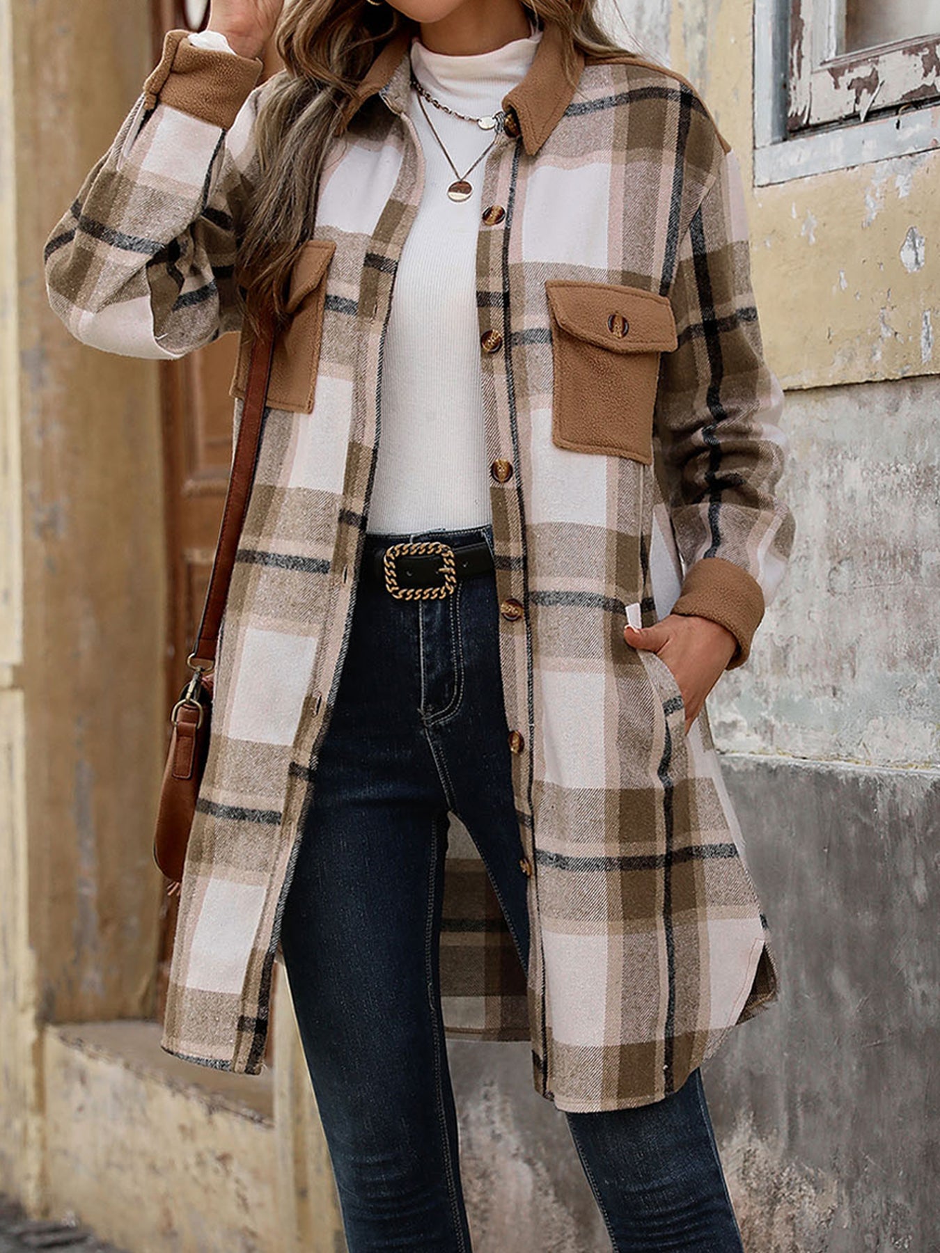 Plaid Patchwork Long Jacket
