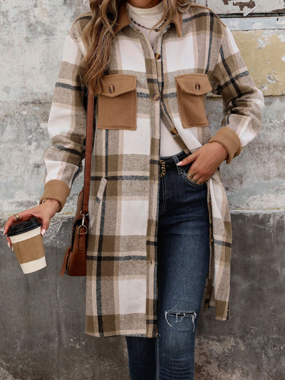 Plaid Patchwork Long Jacket