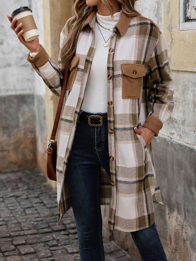 Plaid Patchwork Long Jacket