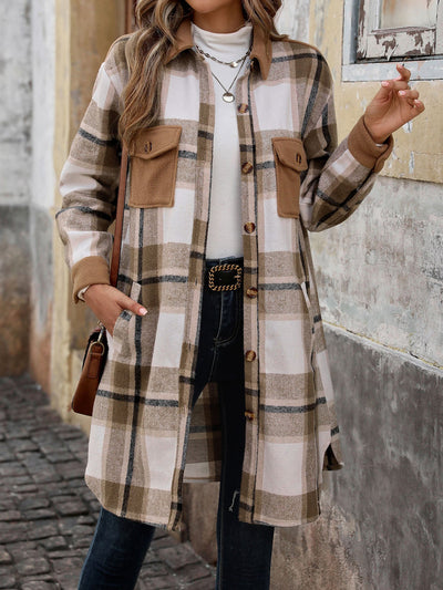 Plaid Patchwork Long Jacket