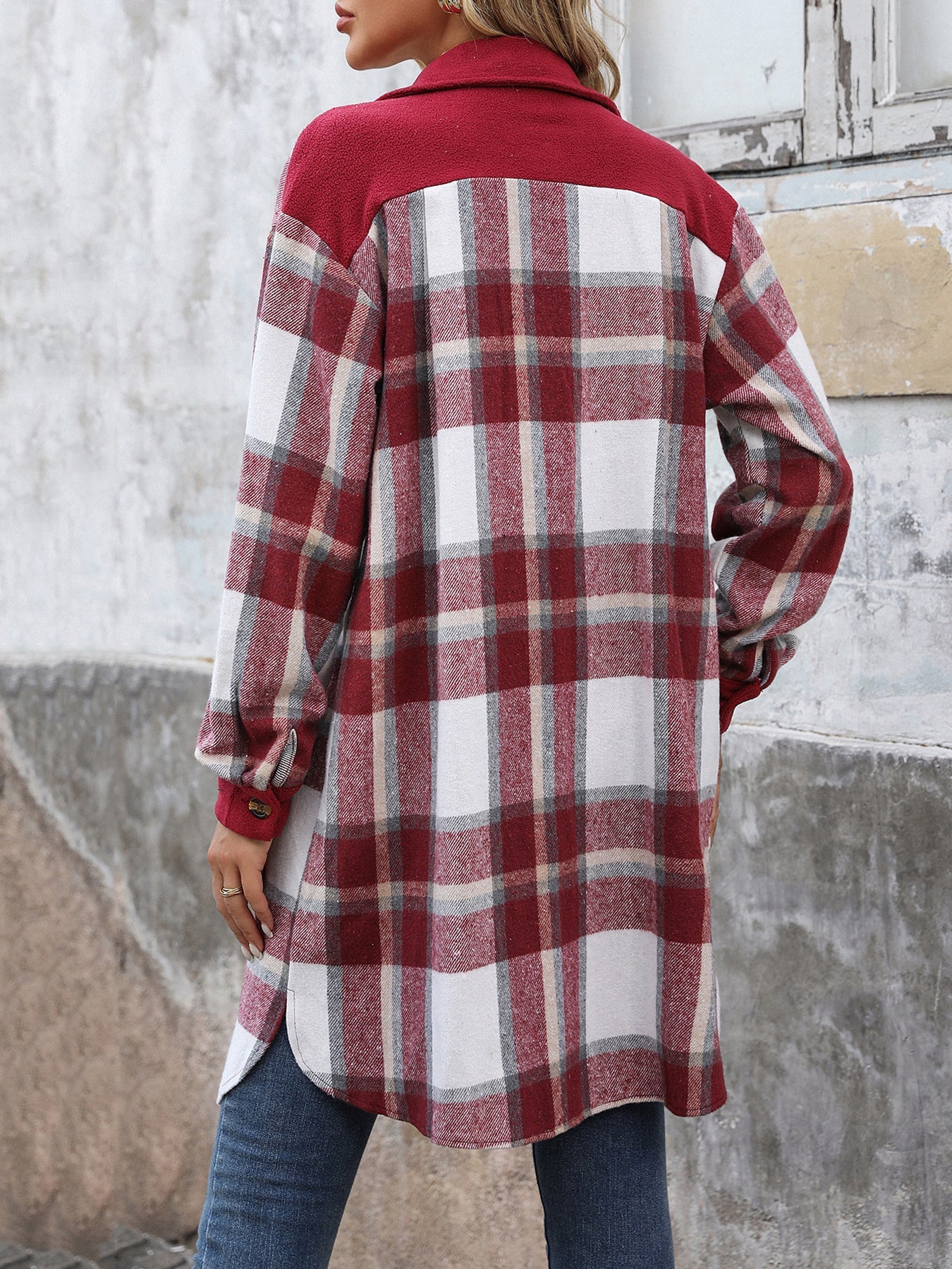 Plaid Patchwork Long Jacket