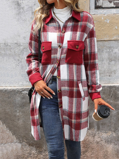 Plaid Patchwork Long Jacket