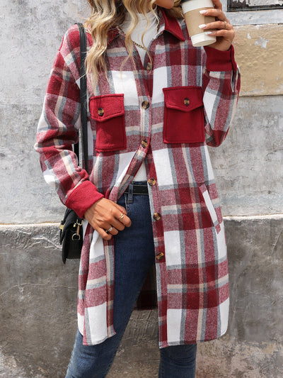 Plaid Patchwork Long Jacket