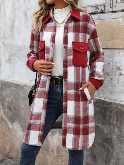 Plaid Patchwork Long Jacket