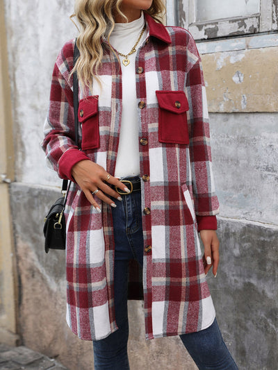 Plaid Patchwork Long Jacket