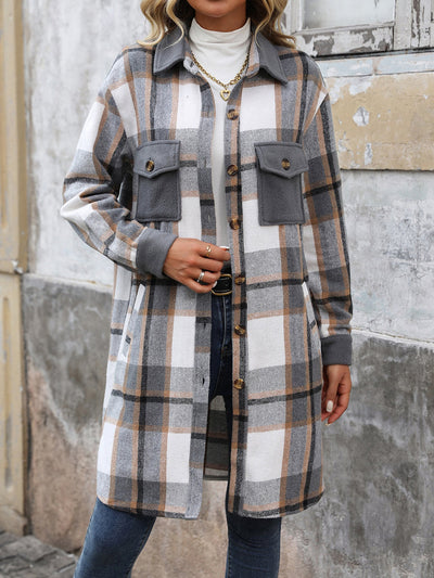 Plaid Patchwork Long Jacket