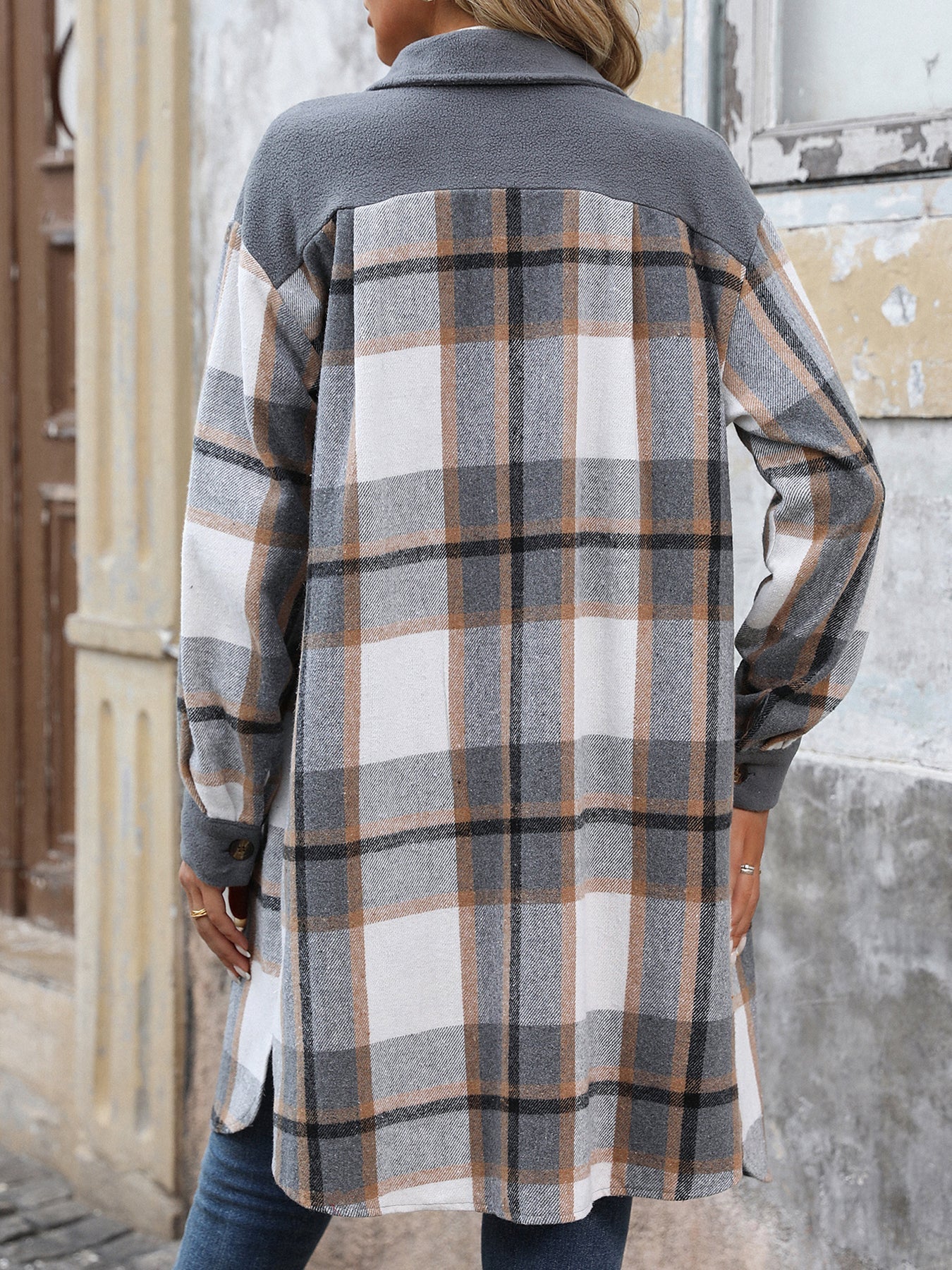 Plaid Patchwork Long Jacket
