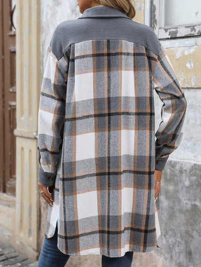Plaid Patchwork Long Jacket