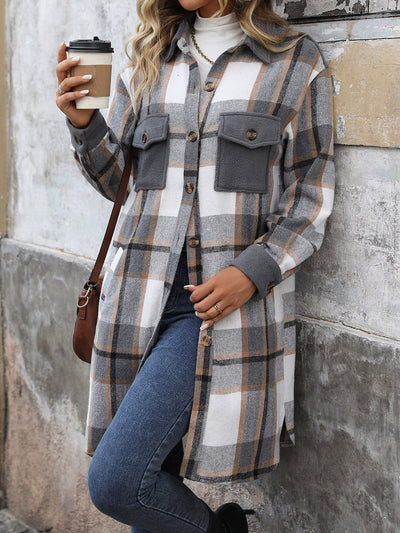 Plaid Patchwork Long Jacket