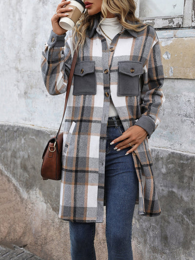 Plaid Patchwork Long Jacket