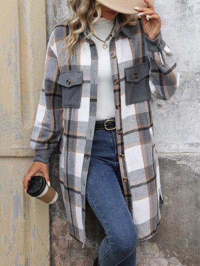 Plaid Patchwork Long Jacket