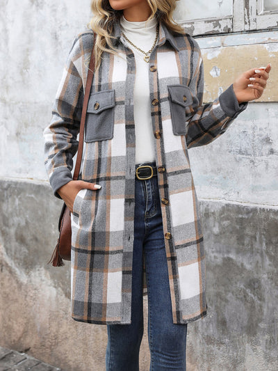 Plaid Patchwork Long Jacket