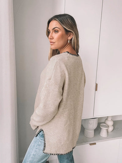 Contrast Trimmed Knit Sweater