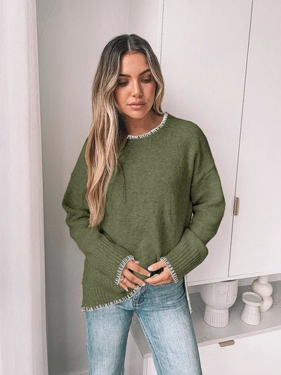Contrast Trimmed Knit Sweater
