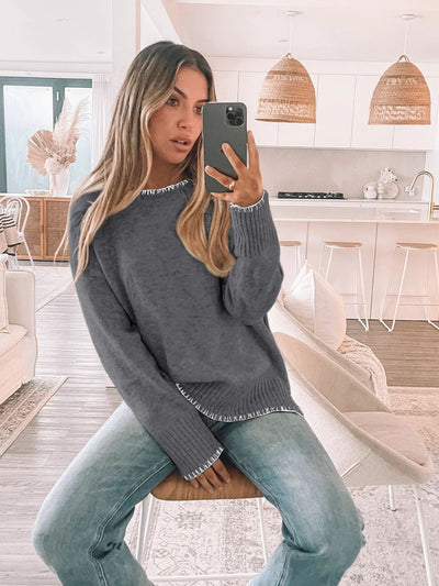 Contrast Trimmed Knit Sweater