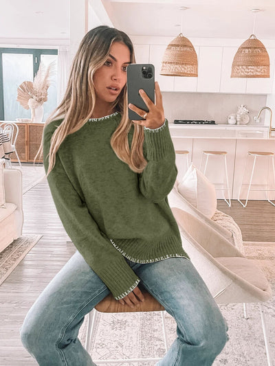 Contrast Trimmed Knit Sweater